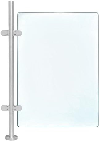 Poteau central de balustrade en acier inoxydable - 316 à 110 cm de hauteur - Pour balcon, escaliers, piscine - Fixation en verre sans perçage - Base Ø 10 cm - Colonne de support intérieure et