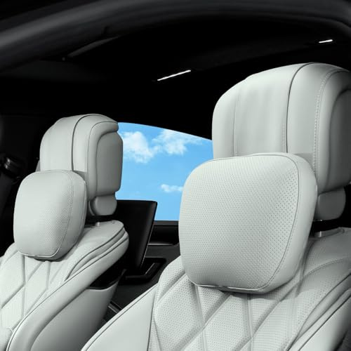 Treesiche Cojín Reposacabezas Coche, Almohada Suave para reposacabezas de automóvil para Conducir con Correa Ajustable, Cojin Almohada Cervical Coche para Condu Oficina Gaming, 2 Piezas