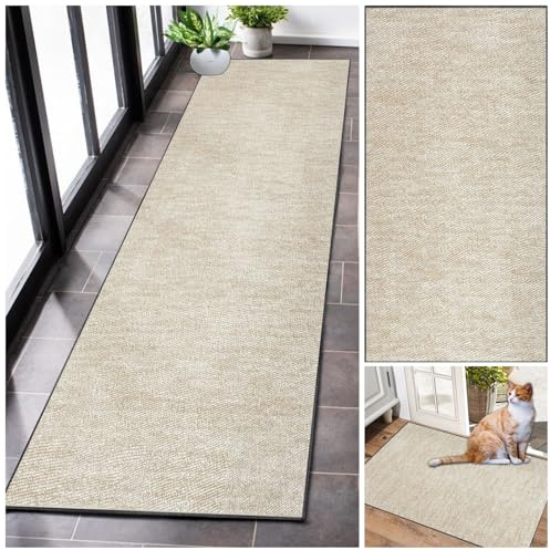 Alfombra de Pasillo Corredor Alfombras Cocina Lavable Antideslizante Tapete Cozinha Largo Felpudo Entrada Casa Interior Por Metros 40 x 300 cm Alfombrilla para áreas Baño Dormitorio Salón Beige