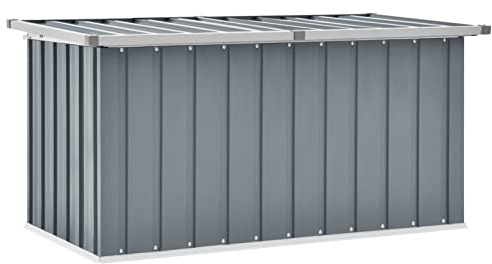 Iiaky Gartenbox Metall Gartenbox wasserdicht XXL Auflagenbox Metall Aufbewahrungsbox Garten Outdoor Box Kissenbox für Garten-Grau-129 x 67 x 65 cm