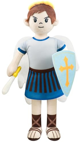 Xunboo Muñeco de peluche de ángel de la guarda de San Miguel con alas, figura de oración religiosa, regalo de decoración de Navidad y Pascua para niños y niñas (San Miguel)