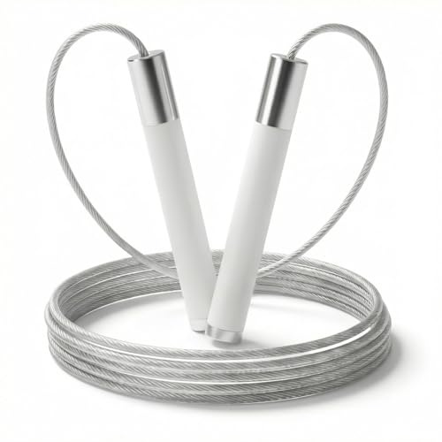 iMoebel Springseil Stahlseil Speed Rope Einstellbar mit Alu-Griffen und 360° Präzisionsstahlkugellager, Rutschfest robust für Erfahrene bei Fitness-, Ausdauer- & Speed-Seilspringen