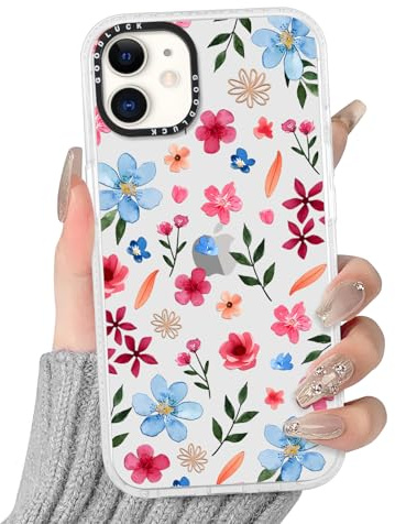 Yoedge Floral Case for iPhone 11 6.1, Preppy Cute Blue Flower Girly Aesthetic Pattern Design, Translucent Anti-yellowing Soft Slim TPU Shockproof Protection Bumper Cover for Girls Women