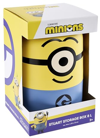 keeeper stuart Minions Aufbewahrungsbehälter, 8 l, Sunny Yellow | Ikonisches Minions Design, Praktisches Loch im Deckel zum leichten Öffnen, Cleveres Verbindungsteil am Boden, Stapelbar