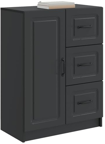 vidaXL Sideboard Schwarz 66 x 34,5 x 87 cm Holzwerkstoff, Stylisches Sideboard, Moderne Aufbewahrung, rechteckiges Design, viel Stauraum, hochwertiges Holz, funktionales Wohnzimmermöbel
