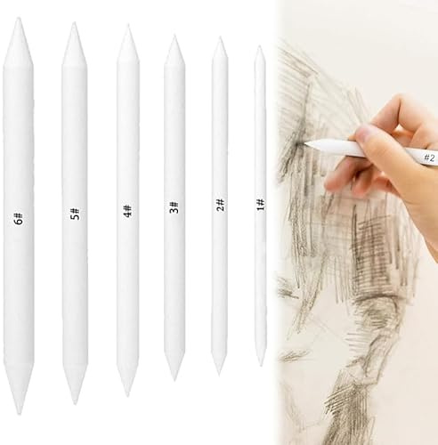 6Pcs Blending Stump & Tortillion Set – Paper Art Blenders, Drawing & Sketching Tools for Artists & Students