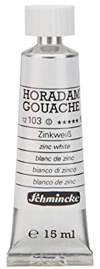 Schmincke - HORADAM® Gouache, zinc white 103, 15 ml, finest gouache color, highest concentration of pigments, luminosity and depth of color