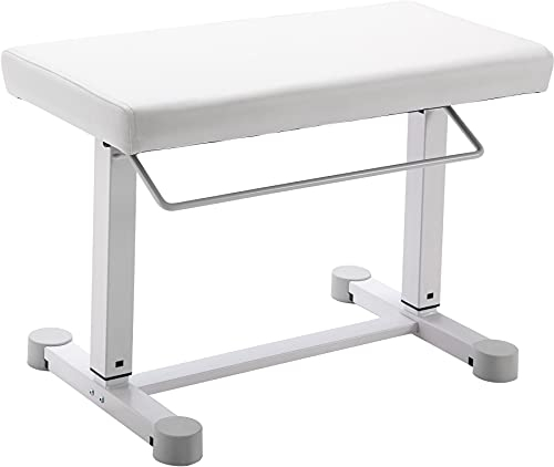 K&M 14080 Klavierbank Uplift Reinweiss - Stahl, Kunstleder - Höhenverstellbarer Keyboard-Polstersitz mit Gasdruckfeder