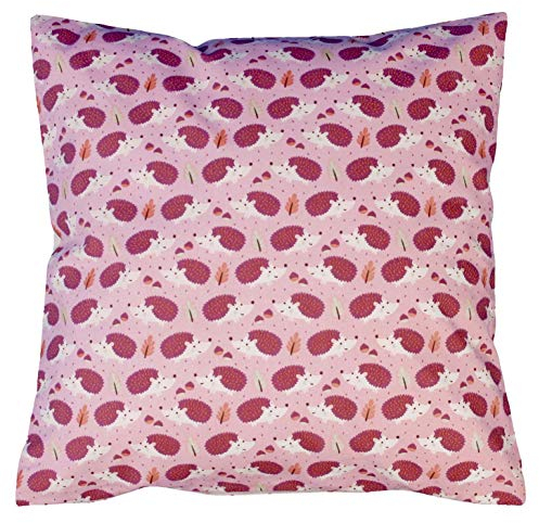 Hans-Textil-Shop Kissenbezug 100% Baumwolle - Kopfkissen, Kissenhülle, Sitzkissen, Stuhlkissen, Dekokissen, Sofakissen, Reißverschluss (Igel Rosa Wendekissen, 40x40 cm)