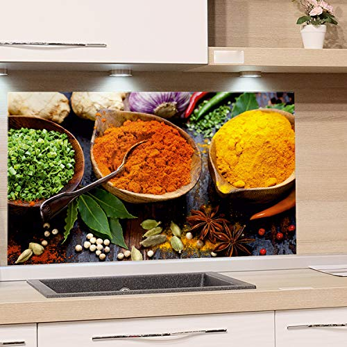GRAZDesign Nischenrückwand Glas Orientalische Gewürze Spritzschutz Herd Gasherd Küchenbilder Küchenrückwand Glas Küche, Glasrückwand, 60x40cm
