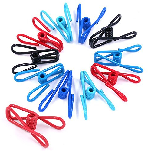 Swpeet 50 Pezzi Multiuso Filo di Metallo Clip Antivento - Mollette Metalliche per Ufficio, Vestiti, Pannolini - 5 Colori