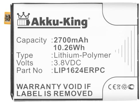 Akku kompatibel mit Sony LIP1624ERPC, 1300-3513 - Li-Polymer 2700mAh - für Xperia X, X Dual, F5121, F5122