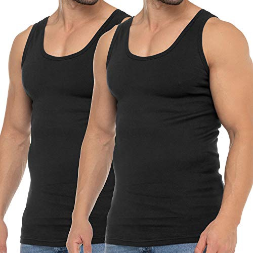 Celodoro Herren Business Tank Top (2er Pack) Achselhemd aus Baumwolle - Schwarz S