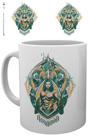 empireposter Justice League - Aquaman - Crest - Tasse Keramik Kaffeebecher - Film Kino - Ø8,5 H9,5cm + 1 Lizenz Keramik Tasse - Größe Ø8,5 H9,5 cm