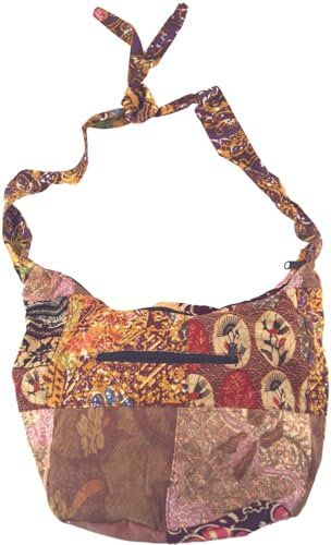 GURU SHOP Patchwork Batik Beutel, Sadhu Bag, Hippie Tasche, Schulterbeutel - Pink, Unisex - Erwachsene, Baumwolle, 28x37x15 cm