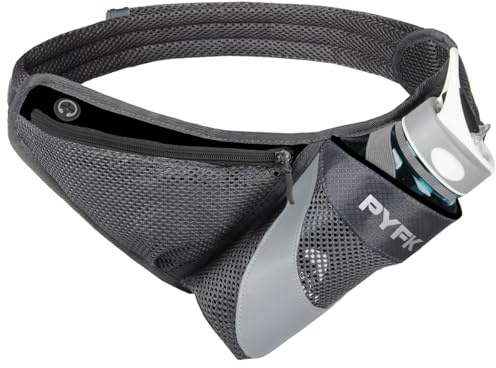PYFK Laufgürtel, Trinkgürtel, Hüfttasche mit Wasserflaschenhalter, für Damen und Herren, reflektierend, Schwarz