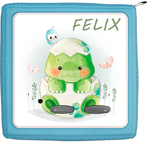 Coverlounge Schutzfolie passend für die Toniebox | Folie Sticker | Baby Schildkröte und Schmetterlinge mit Name personalisiert