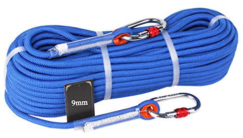 ZHWNGXOlian Corde Statique Bleue De 9mm, Corde Auxiliaire De Regroupement De Baisse De Vitesse Matérielle Extérieure en Nylon, Charge Maximale 2200KG(Size:9mm * 50M)