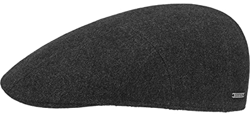Stetson Coppola con Cachemire Reid Wool Uomo - Made in The EU Cappellino Lana Cappello Piatto Visiera, Fodera, Fodera Inverno Autunno/Inverno - M (56-57 cm) Antracite