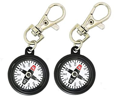 ARFUKA Compass Keychain Orienteering Compass Hiking Backpacking Compass Mini Survival Compass Navigation Tool Gift for Hiking Camping Hunting Outdoor Pack of 2