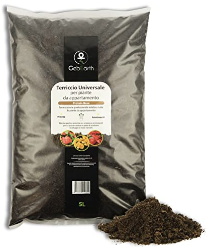 GebEarth® | Terriccio Universale Protein Base | Nutrimento Prolungato e Sostegno Avanzato per Crescita Sana | Ideale per le necessità di tutte le piante in vaso【5L】