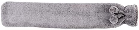 Warmies Hot Water Bottle Marshmallow Grey Fur Fleece Cover, Long Wearable Hot Water Bottle