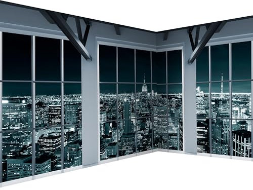 murando Papier peint intissé Decoratif New York City 550x250 cm Décoration Mural Murale Chambre Intisse Decoration Panneau Papiers peints l'oeil Vue de la fenêtre Ciel Panorama c-A-0074-a-f