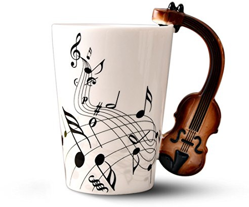 Dropfree Nouveaute Violon Poignee en Ceramique Tasse de Cafe Lait The - Mug Instrument de Musique Cadeau Personnalite