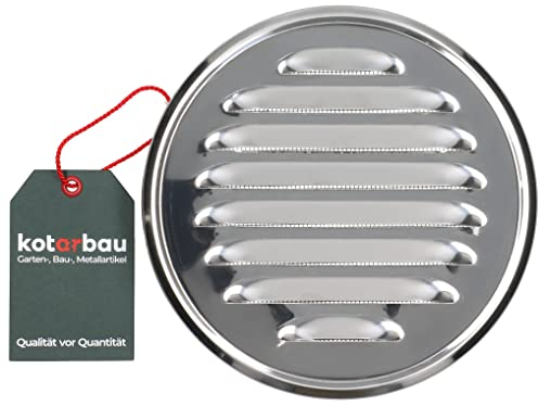 KOTARBAU® Lüftungsgitter ⌀ 125 mm Edelstahl Rund Abluftgitter Verschrauben Flansch Insektschutzgitter Belüftungsgitter Entlüftungsgitter Lamellengitter