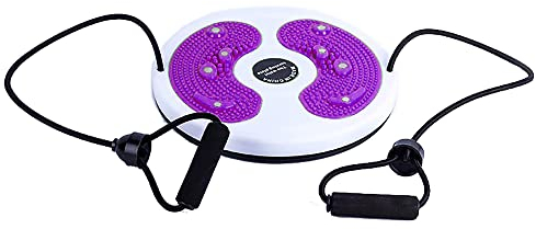 chi-enterprise Twister mit Gummibändern und Magnetpunkten, Drehteller, Rotationsscheibe, Balance Board, Disc Board, Aerobic Fitnessscheibe, Twister Platte 28 cm, weiß-lila