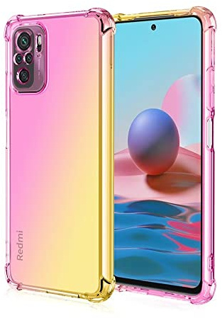 WILLIS TPU Silikon Handyhülle für Redmi Note 10S / Redmi Note 10 (4G) / Poco M5s, Durchsichtig Farbverlauf Case, Anti Drop und Anti Scratch 6.43 Schutzhülle Rosa Gold