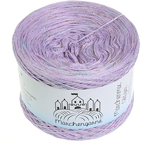 Bobbel Wolle Uni + Multicolour Glitzer 300g - 1140m 4Fach Farbverlaufsgarn Größe Strickwolle Häkeln (Lavendel Multicolour Glitzer)