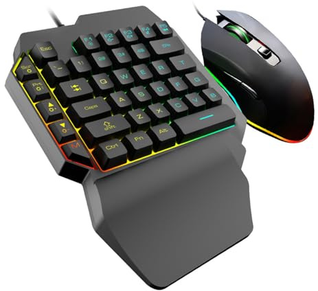 Mobestech Tastiera da Gioco Retroilluminata e Mouse per Computer, Set per Videogiochi con Controllo Preciso, per Intrattenimento Domestico e Gioco per Ragazzo Ragazza