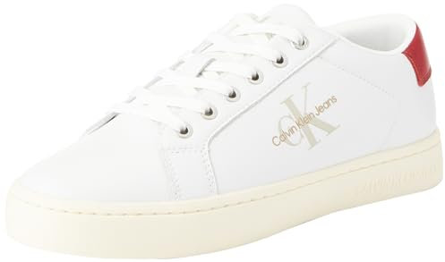 Calvin Klein Jeans Sneaker con Suela Cupsolepara Hombre con LogoTipo, Blanco (Bright White/Creamy White/Garnet), 42