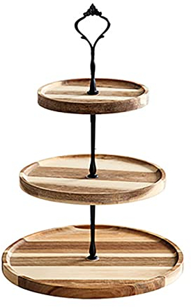 Wisecoco Soporte de Madera para Magdalenas de 3 Niveles, Bandeja 3 Niveles Soporte Maderas para Pasteles Soportes para Té Tarde, Bandeja de Exhibición de Postres de Maderas, para Cumpleaños Bodas