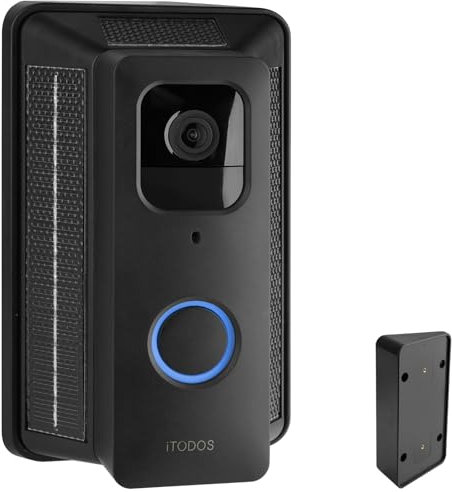iTODOS Chargeur solaire pour sonnette vidéo Blink, support de banque d'alimentation solaire, alimentation continue à la sonnette Blink, IPX7 étanche-6600