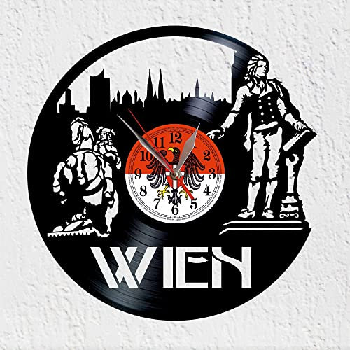 VINY WOODY Wien Stadt Silhouette Vinyl Disc Uhr, Wien