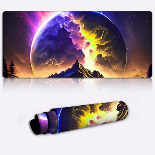 SIBREA Großes Gaming-Mauspad/Matte, erweitertes großes Mauspad für Computer, Laptop, Tastatur-Pad, mit Rutschfester Gummiunterseite, rechteckige Mauspad-Matte, Stellar Voyage, 35 x 60 cm