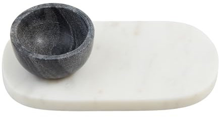 Mud Pie Vassoio per immersione in marmo nero; vassoio 8 x 4 1/4 | dip 3 x 1 1/2 diametro