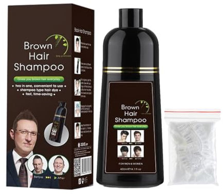 Champú Tinte Para Cabello Marrón Para Hombres Y Mujeres, Tinte Instantáneo Para El Cabello, Para Cubrir Las Canas (Brown)