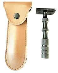 Stainless Steel Straight Grooming Barber Beard Trimmer Mens Razors for Shaving Manual Eco Friendly Double Edge Safety Razor for Men and Women Reusable Classic Safety Razor (Black)