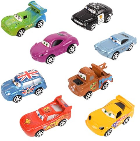 MGKEOUF Die-Cast Alloy Lightning Racing Toy Cars - 8PCS Mini Model Vehicle Set Age 4+, Perfect for Children's Playtime, Cake Decoration, or Birthday Party Gifts. For Boys and Girls
