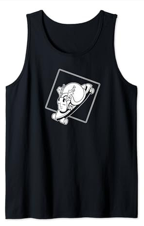 Schildkröten mit japanischer Maske auf einem Longboard, Linienkunst Tank Top