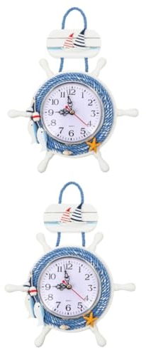 Alipis 2 Stück Ruder Wanduhr Wanddekoration Uhr Zum Aufhängen Zahlenuhr Wanduhr Dekor Kunst Dekor Wanduhr Dekorative Wanduhr Zum Aufhängen Stille Uhr Holz Wanduhr Zum
