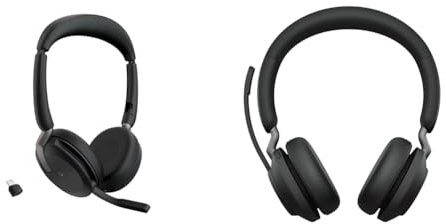Jabra Evolve2 65 Flex - Stereo-Bluetooth-Headset mit Wireless-Charging-Pad & Evolve2 65 Wireless Headset – Noise Cancelling Microsoft Teams Zertifizierte Stereo Kopfhörer
