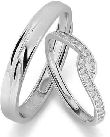 Meissa Verlobungsringe für Damen, 2er-Set Sterling Silber 925 Paar-Ringe Ehering-Set für Herren und Damen Partnerringe für Paar, Set aus zwei Ringen