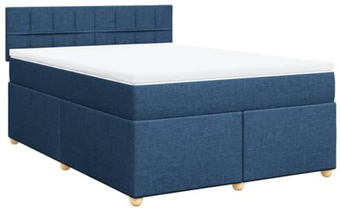 vidaXL Boxspringbett mit Matratze Blau 160x200 cm Stoff