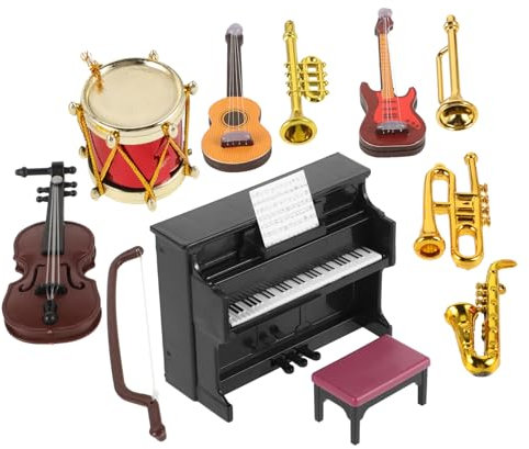 MUSISALY Miniatur-musikinstrumente Modell-zubehör Für Puppenhaus Realistische Miniaturspielzeug Verschleißfeste Mini-Instrumente Für Minihaus-bedarf