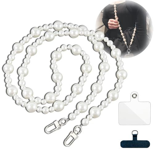 HiWODO Handykette Universal,Handykette Perlen Zum umhängen,Schlüsselband mit Karabiner,Handy kette ohne Hülle,Handy Band für Handyhülle,Handyschnur,Phone Strap für iPhone 15/14/13/12/11 Hüllen