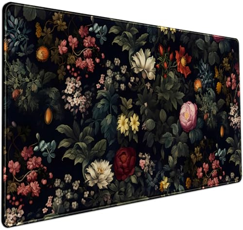 Schwarze Vintage-Schreibtischunterlage – großes Mauspad und Laptop-Tastaturmatte – rutschfeste Unterseite – 80 x 40 cm – Gaming- und Büro-Schreibtisch-Dekoration